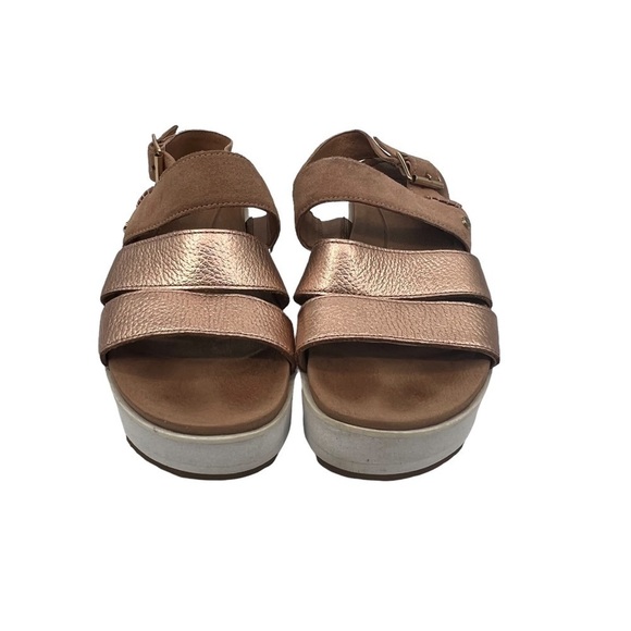 UGG Braelynn Metallic Gold Leather Platform Strappy Sandals Size 6 Women's - Picture 3 of 9